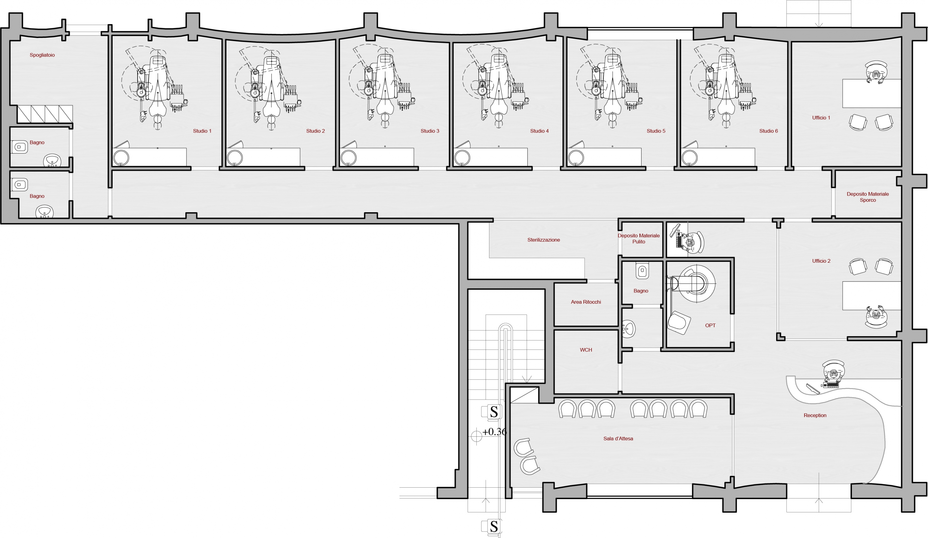 planimetria progetto ambulatorio odontoiatrico