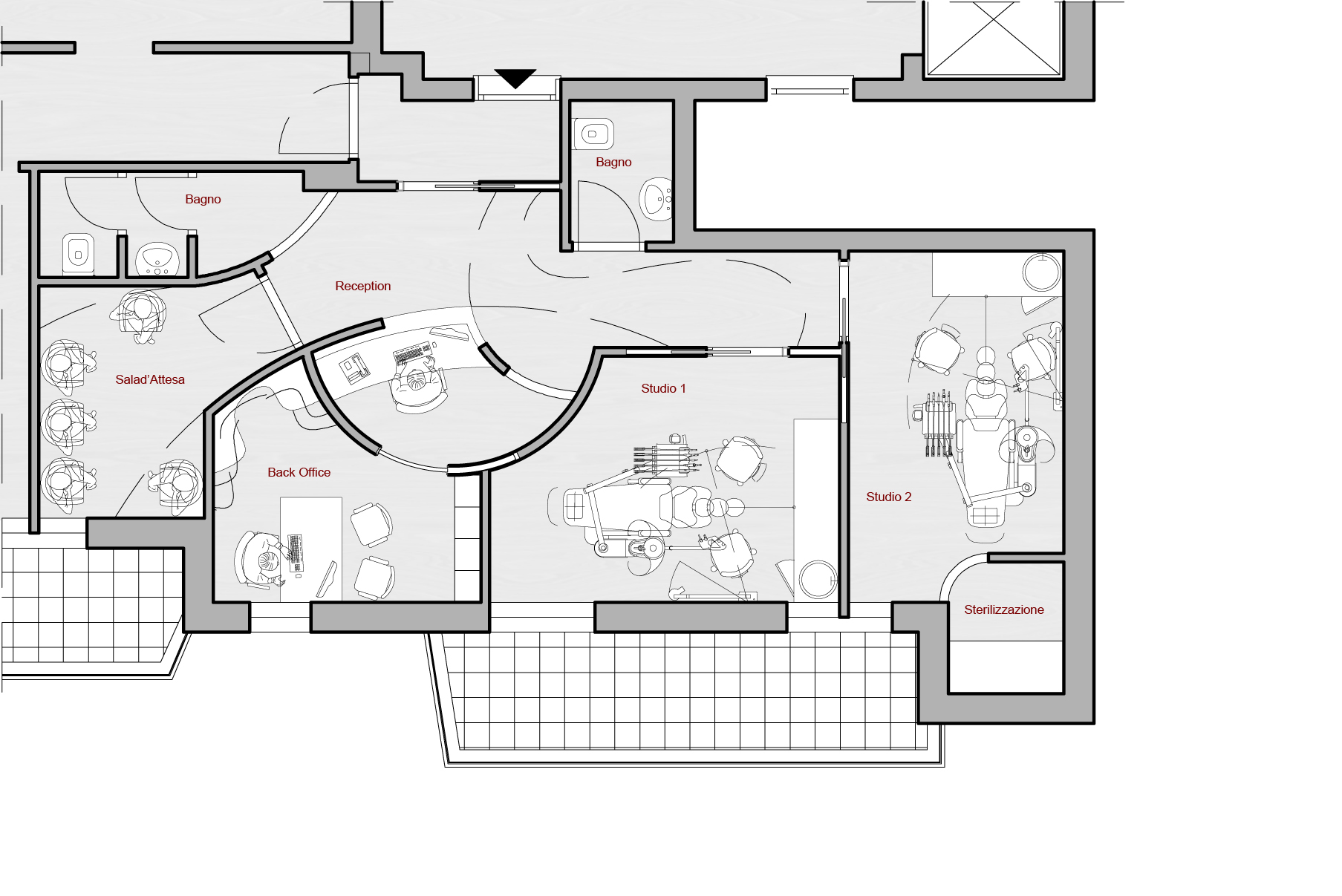 planimetria progetto architettonico studio dentistico