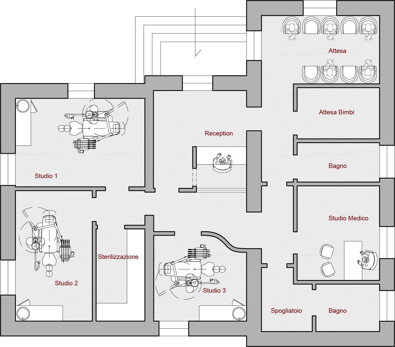 planimetria progetto architettonico studio odontoiatrico 