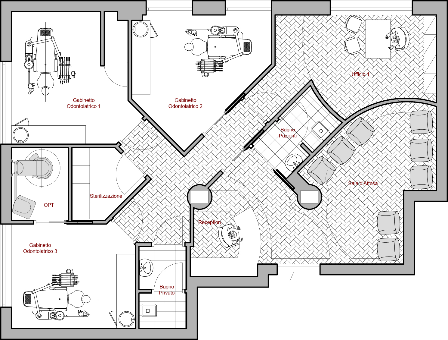 planimetria progetto architettonico studio odontoiatrico 