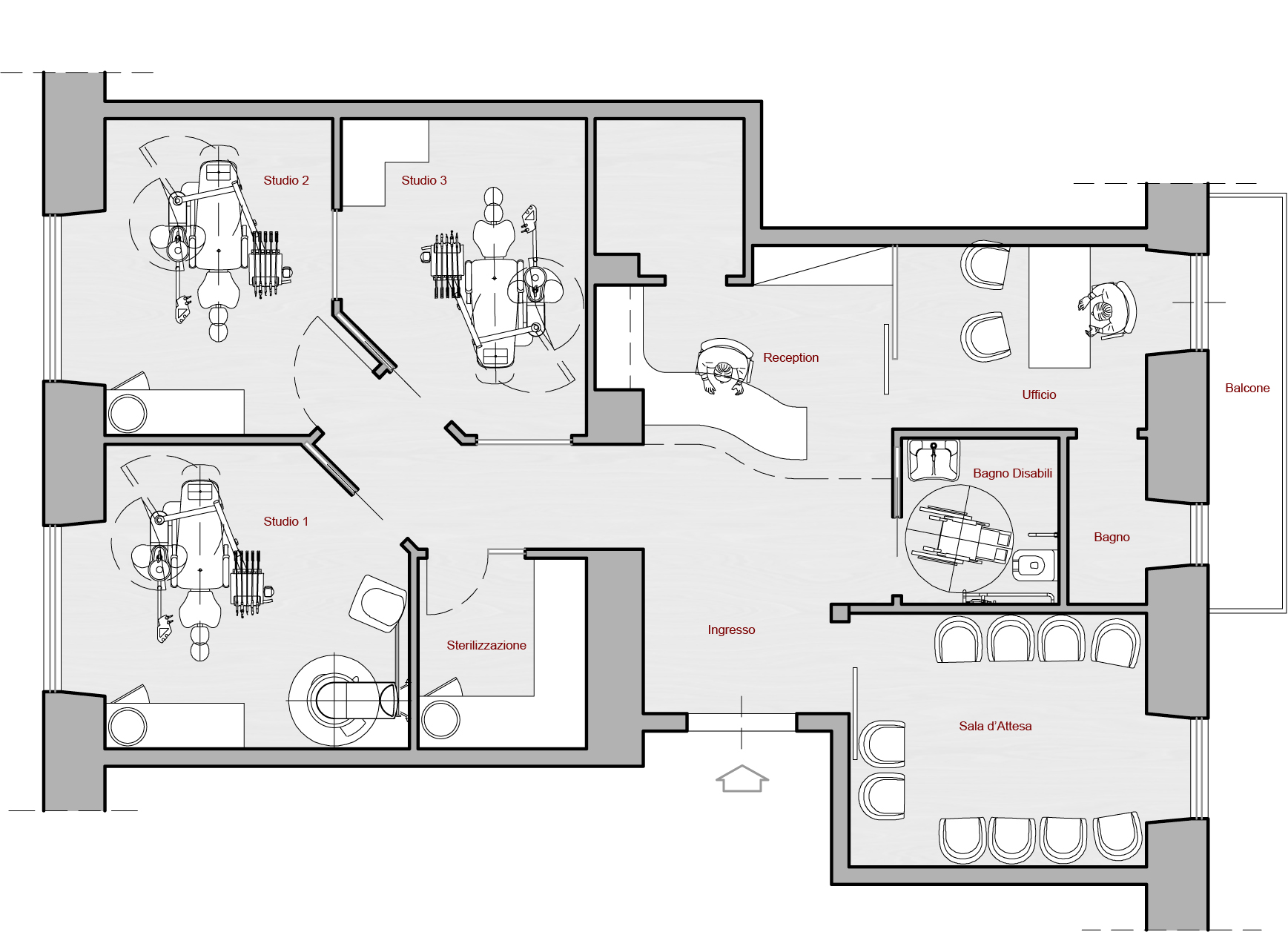 planimetria progetto architettonico studio odontoiatrico 