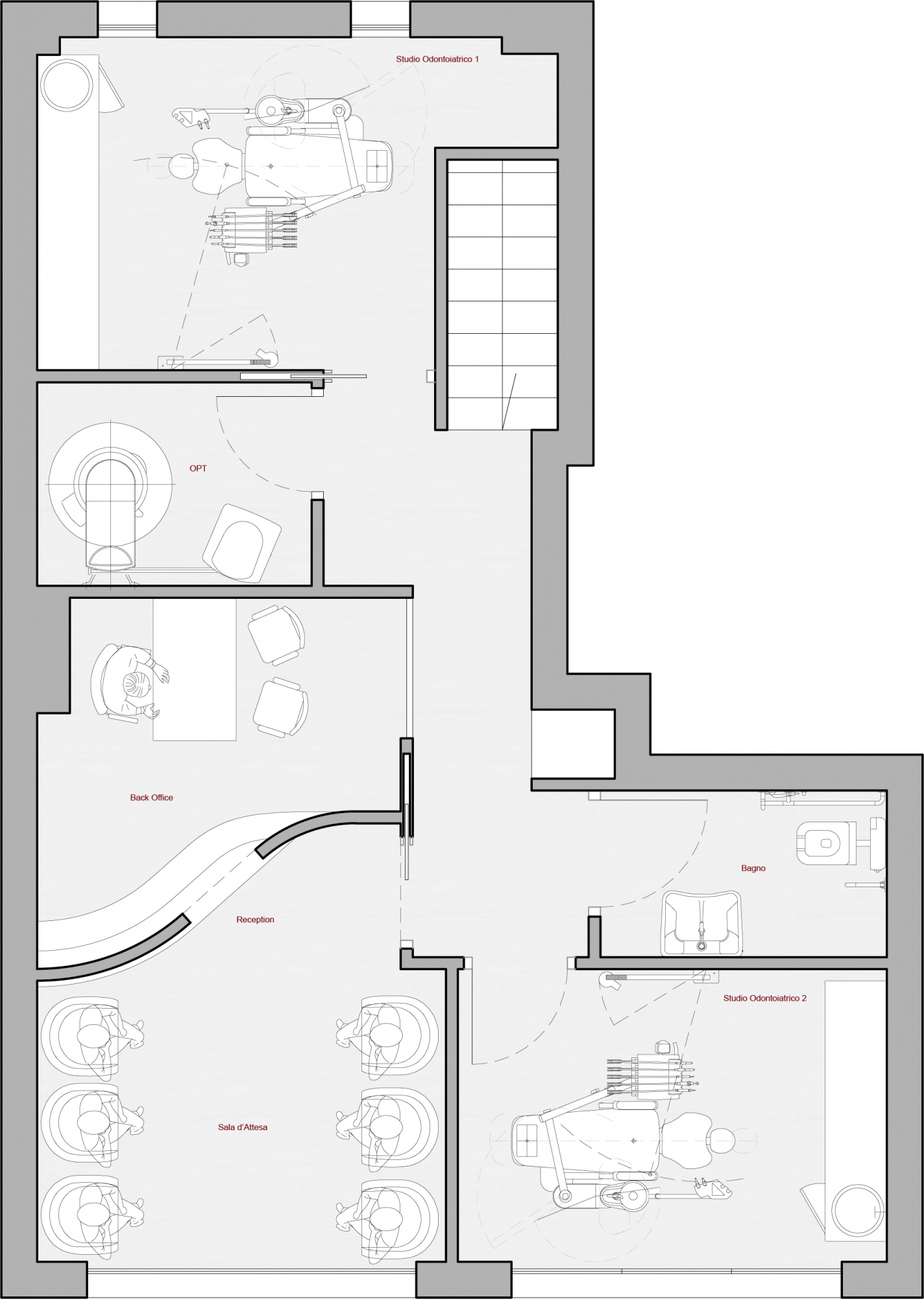 planimetria progetto architettonico studio odontoiatrico 