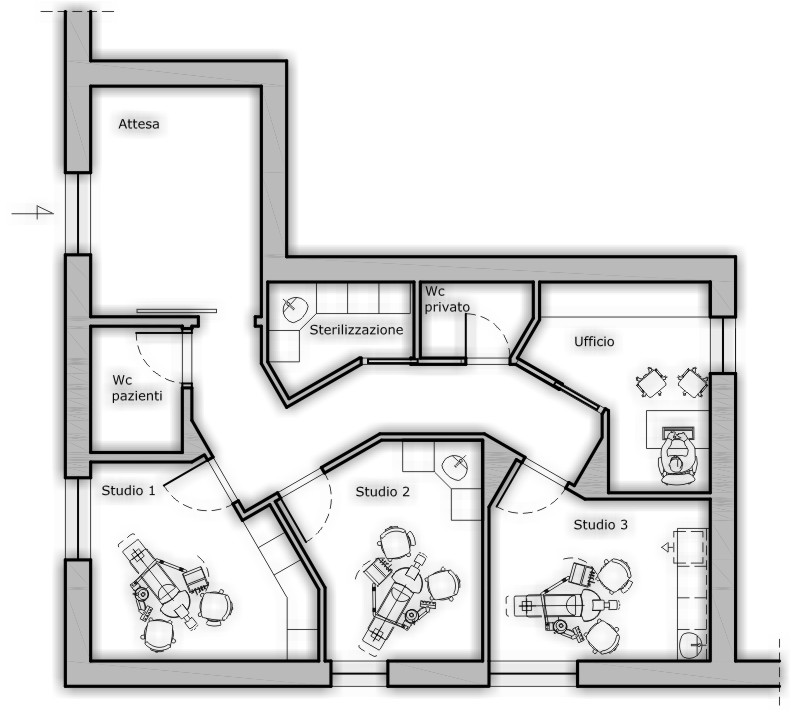 planimetria progetto architettonico studio odontoiatrico 