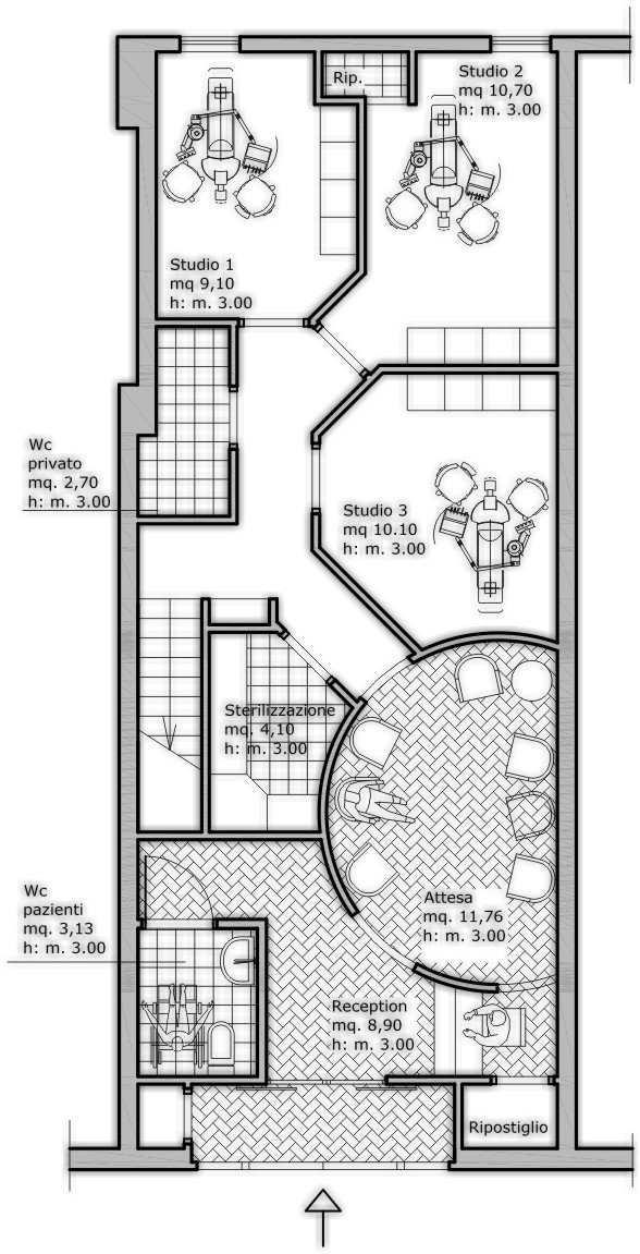 planimetria progetto architettonico studio odontoiatrico 