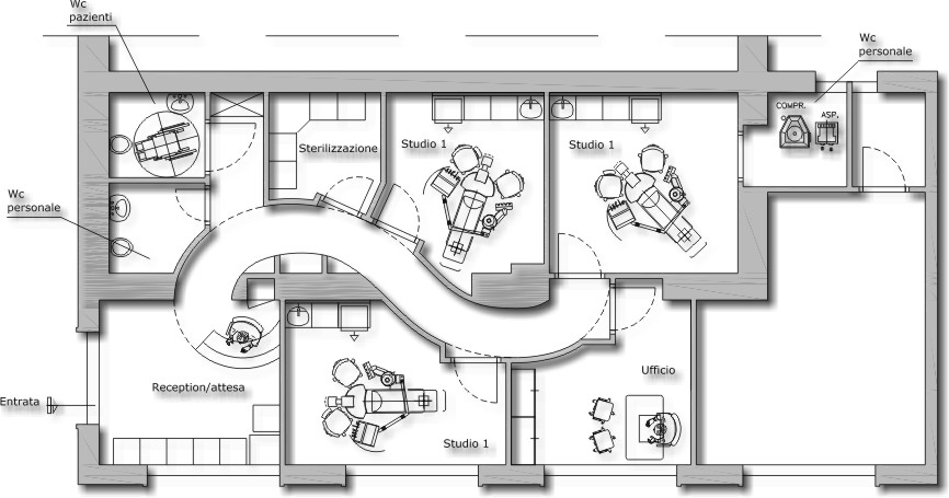 planimetria progetto architettonico studio odontoiatrico 